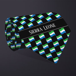 Golvend Sierra Leone Vlagpatroon Stropdas