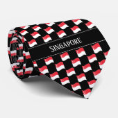 Golvend Singapore Vlag Patroon Stropdas (Opgerold)