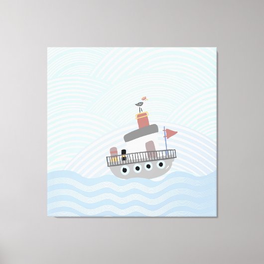 Golvend sleepboot canvas afdruk (Voorkant)