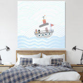 Golvend sleepboot canvas afdruk (Insitu (Slaapkamer))