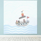 Golvend sleepboot canvas afdruk (Insitu (Houten vloer))