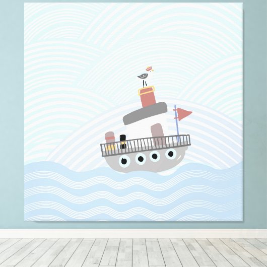 Golvend sleepboot canvas afdruk (Insitu (Houten vloer))