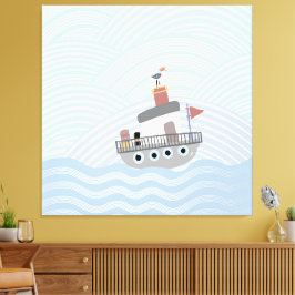 Golvend sleepboot canvas afdruk