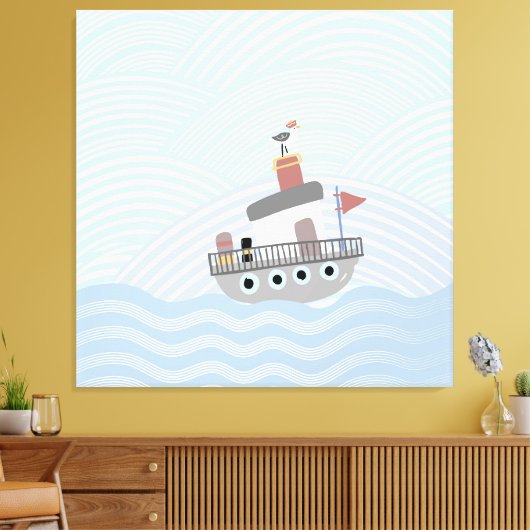 Golvend sleepboot canvas afdruk (Insitu (Woonkamer))