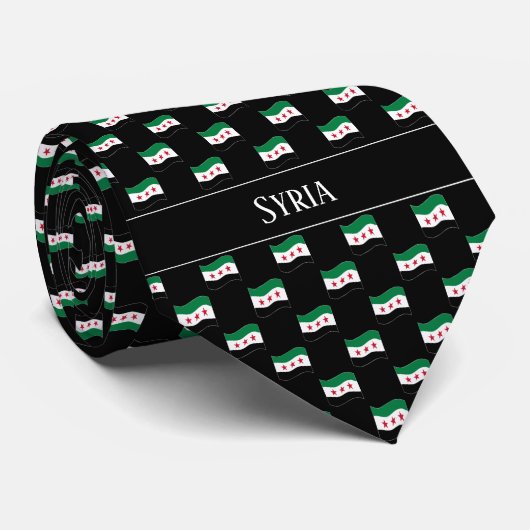 Golvend Syrië Vlag Patroon  Stropdas (Opgerold)