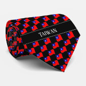Golvend Taiwan Vlag Patroon Stropdas (Opgerold)