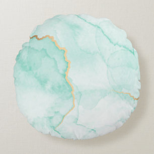 golvend turquoise blauw marmer waterverf tegels rond kussen