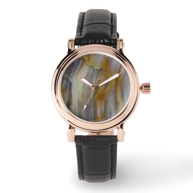 Golvend versteend hout horloge (Voorkant)