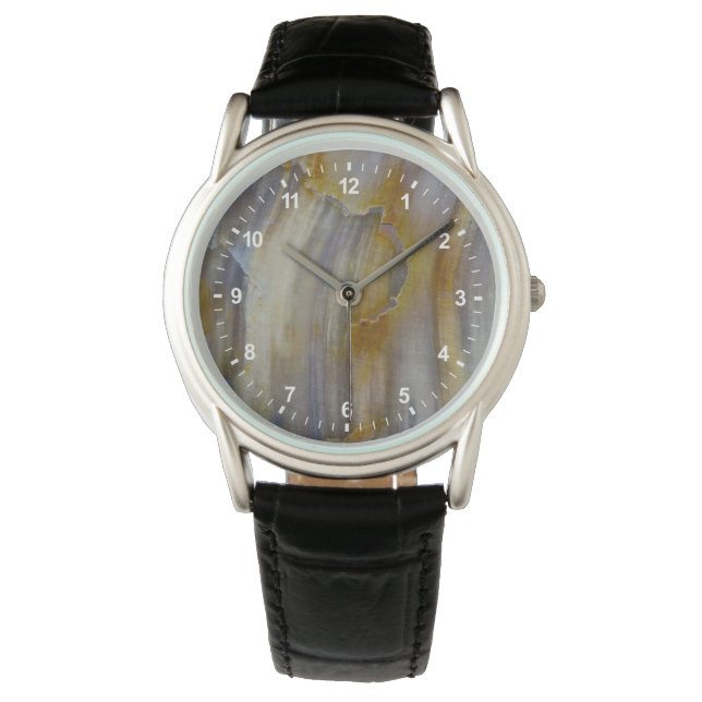 Golvend versteend hout horloge (Voorkant)