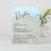 Golvend Zand Aqua Water Strand Bruiloftsreceptie Kaart (Staand voorkant)