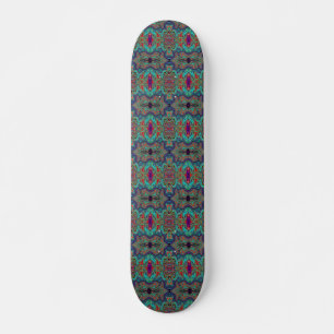 Golvend Zee Schuim Groen en Rood Trippy Patroon Persoonlijk Skateboard