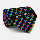 Golvend Zuid-Afrika Vlag Patroon  Stropdas (Opgerold)