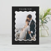 Golvend zwart-wit foto W Note bruiloft Bedankkaart (Staand voorkant)