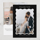 Golvend zwart-wit foto W Note bruiloft Bedankkaart (Voorkant / Achterkant)