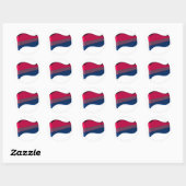 Golvende 3D Biseksuele Pride Vlag Ronde Sticker (Vel)