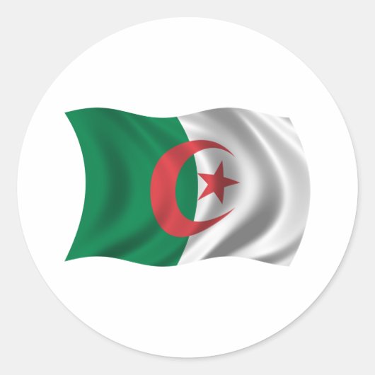 Golvende Algerije Vlag Ronde Sticker (Voorkant)