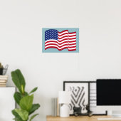 Golvende Amerikaanse vlag kunstposter Poster (Thuiskantoor)