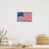 Golvende Amerikaanse vlag kunstposter Poster (Keuken)