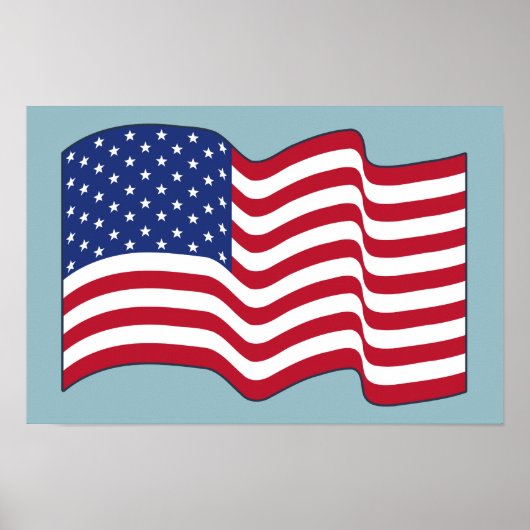 Golvende Amerikaanse vlag kunstposter Poster (Voorkant)