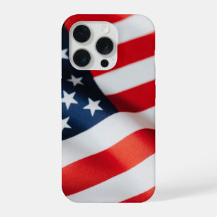 Golvende Amerikaanse vlag Patriottisch  iPhone 15 Pro Case