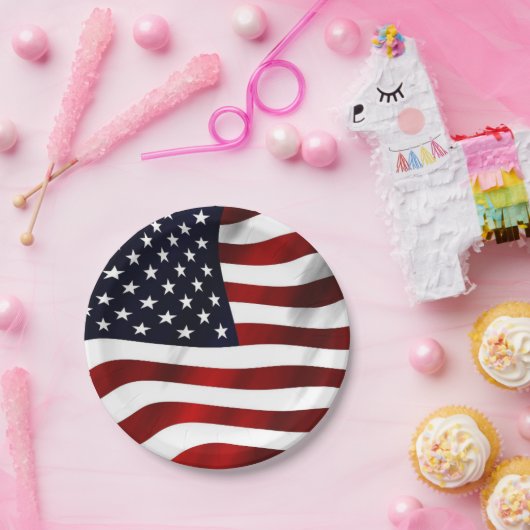 Golvende Amerikaanse Vlag Patriottisch Papier Bord (Feest)