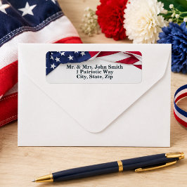 Golvende Amerikaanse Vlag Retouradres Etiket