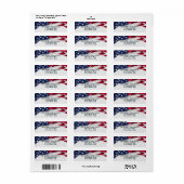 Golvende Amerikaanse Vlag Retouradres Etiket (Full Sheet)