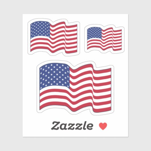 Golvende Amerikaanse Vlag Stickers  (Vel)