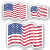 Golvende Amerikaanse Vlag Stickers  (Voorkant)
