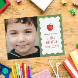Golvende Appel Preschool Afstudeerfoto Aankondigin Save The Date