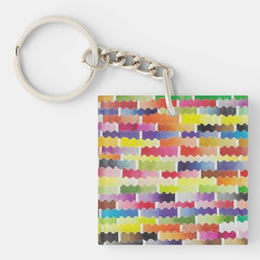 golvende aquarelmonsters sleutelhanger (Voorkant)