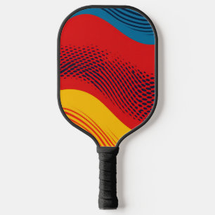 Golvende banden in primaire kleuren met texturen pickleball paddle
