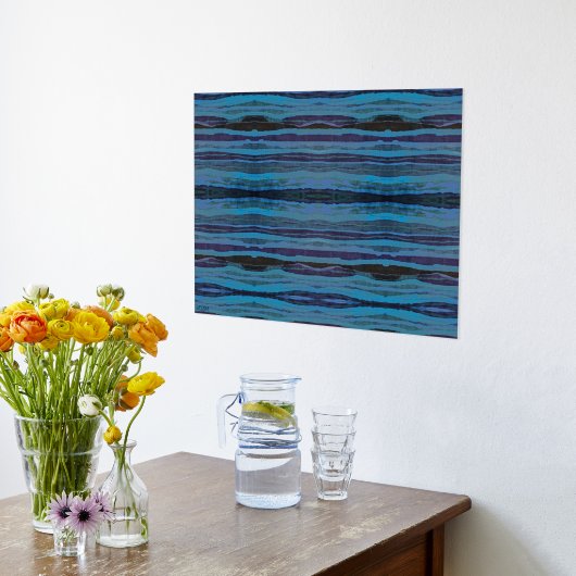 golvende batik strepen zilveren folie print (Laag (Keuken))