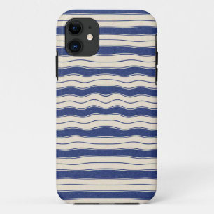 Golvende blauwe en witte strepen Case-Mate iPhone case