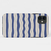 Golvende blauwe en witte strepen Case-Mate iPhone case (Achterkant (horizontaal))