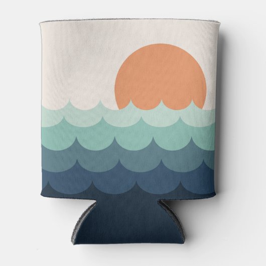 Golvende blauwe oceaan bij zonsondergang blikjeskoeler (Voorkant)