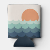 Golvende blauwe oceaan bij zonsondergang blikjeskoeler (Achterkant)