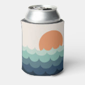 Golvende blauwe oceaan bij zonsondergang blikjeskoeler (Blikje Achterkant)