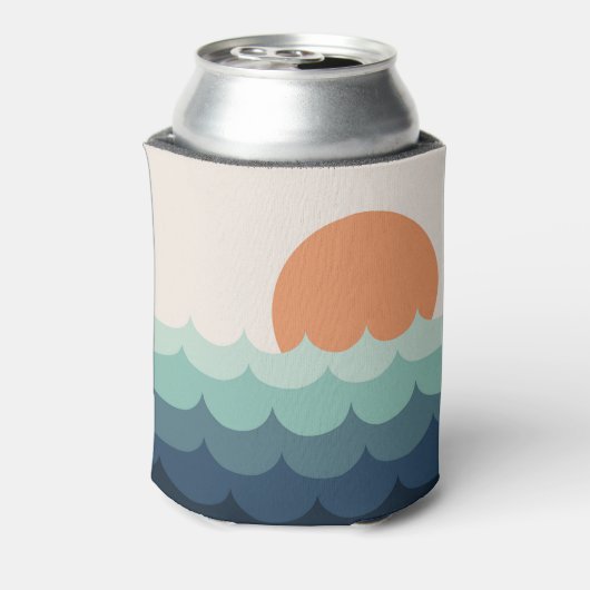 Golvende blauwe oceaan bij zonsondergang blikjeskoeler (Blikje Achterkant)