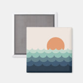 Golvende blauwe oceaan bij zonsondergang magneet (Voorkant / Achterkant)