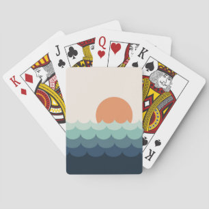 Golvende blauwe oceaan bij zonsondergang pokerkaarten