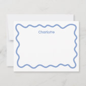 Golvende Blauwe Rand Moderne Kinderen Briefpapier Notitiekaartje (Voorkant)