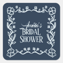 Golvende bloemrijke frame bruidsdouche sticker