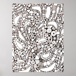 Golvende Bochtige Cirkels Vierkant Abstracte Lijnt Poster