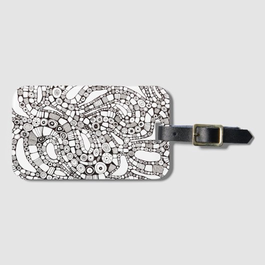 Golvende Bochtige Cirkels Vierkant Abstracte Pen T Bagagelabel (Voorkant (horizontaal))