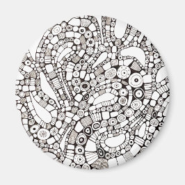 Golvende Bochtige Cirkels Vierkant Abstracte Pen T Magneet