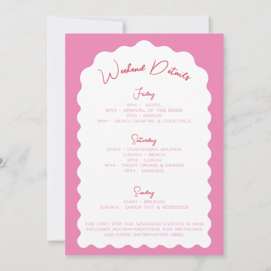 Golvende boog roze en rood modern vrijgezellenweek kaart (Achterkant)