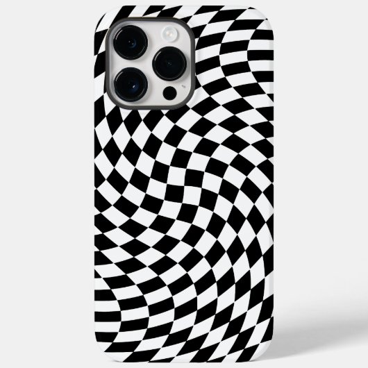 Golvende Checkered Zwart-wit Optische Illusie Case-Mate iPhone Case (Achterkant)