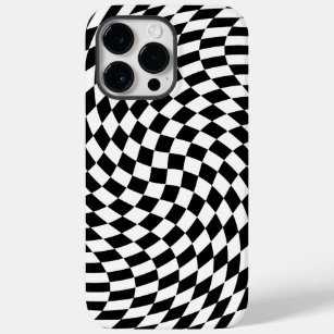 Golvende Checkered Zwart-wit Optische Illusie Case-Mate iPhone 14 Pro Max Hoesje