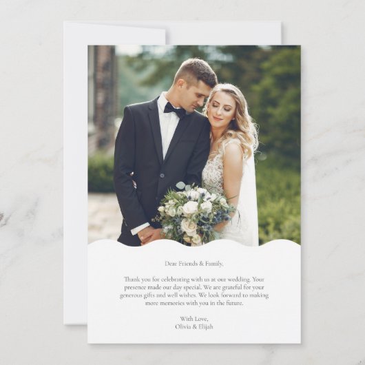 golvende curvy foto w notitie bruiloft bedankkaart (Achterkant)